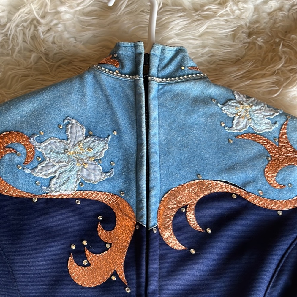 Windsong Farms custom blue copper showmanship/horsemanship shirt  pants Sz S - Picture 5 of 16